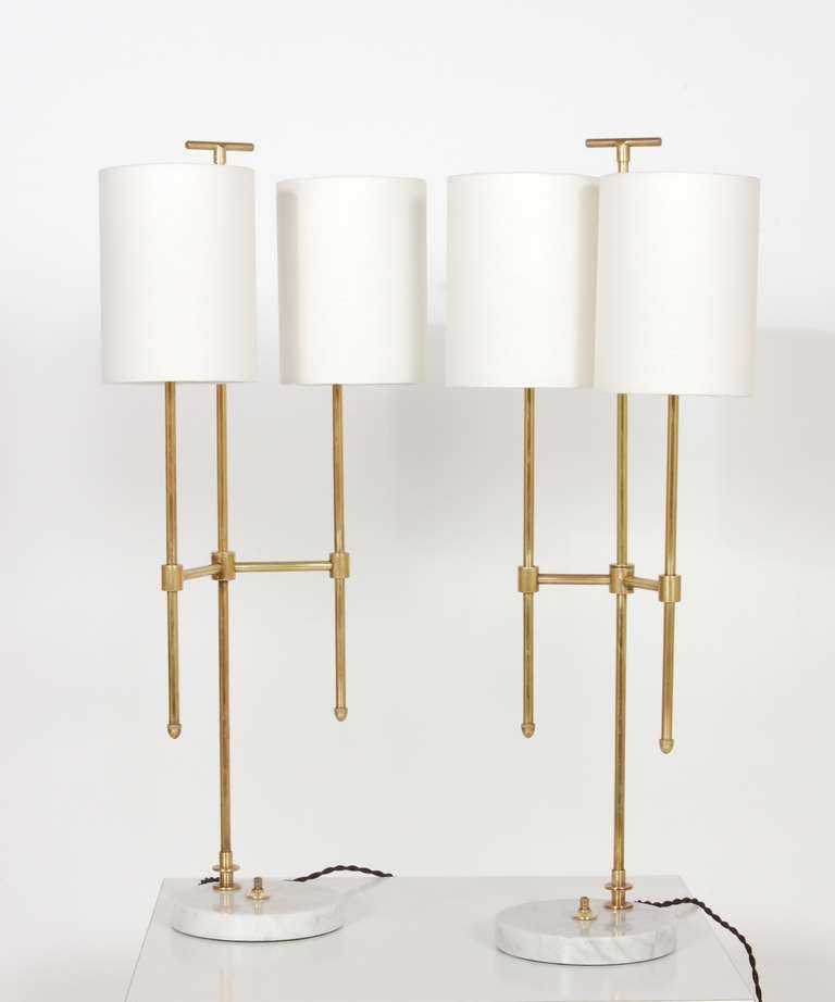 Italian Brass and Marble Table Lamps In Excellent Condition In San Francisco, CA