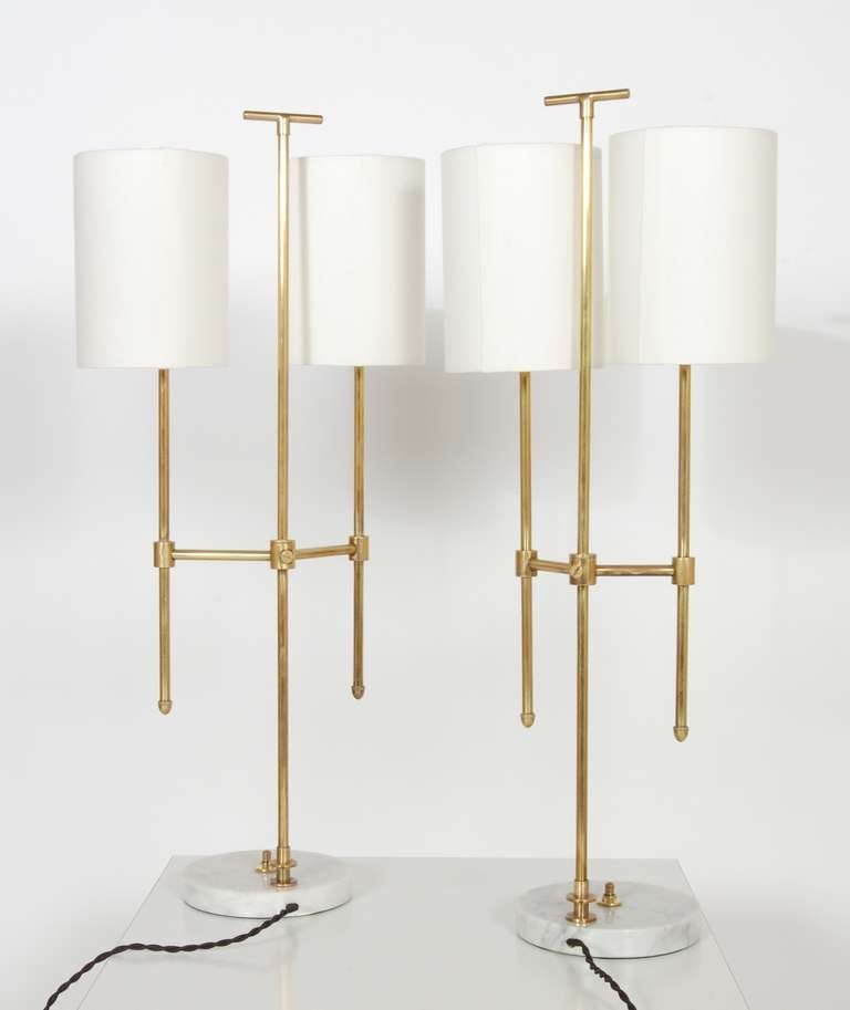Italian Brass and Marble Table Lamps 1