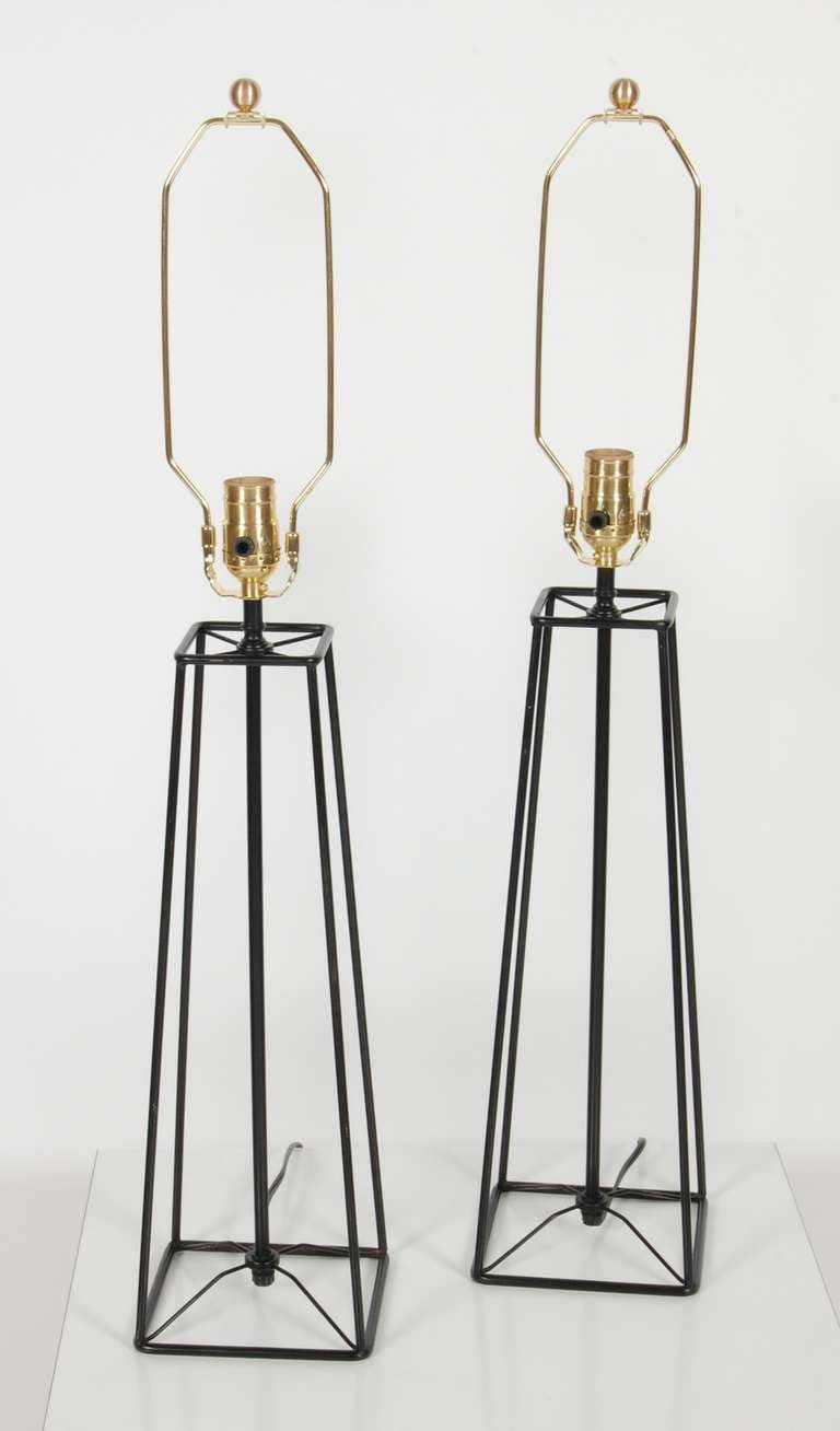 Mid-20th Century Verplex Modernist Wire Table Lamps