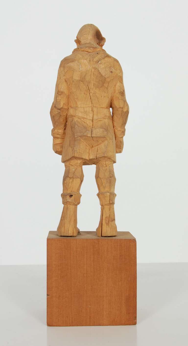 Mid-20th Century Bud Odell Pugilist-Carved Wood Figure