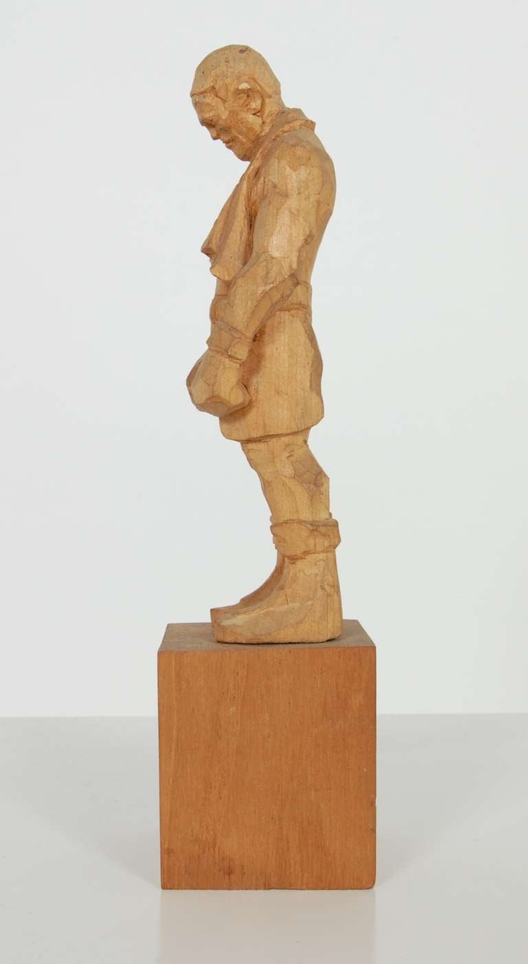 Bud Odell Pugilist-Carved Wood Figure 1