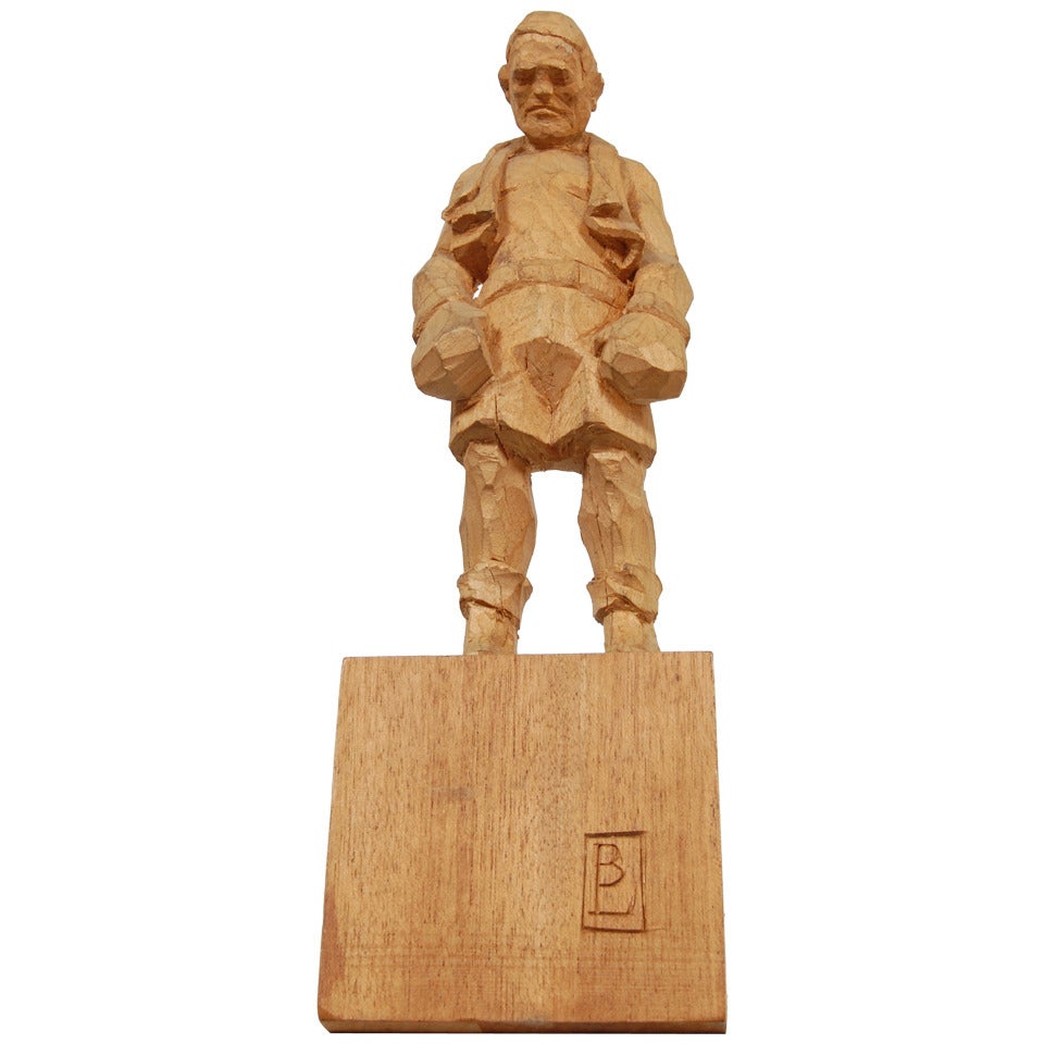 Bud Odell Pugilist-Carved Wood Figure