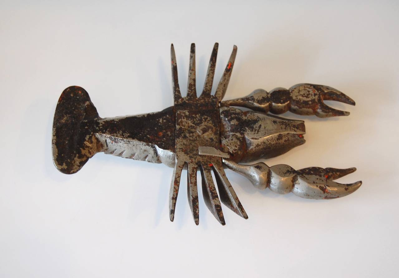 Chrome Cast Lobster Sculpture with Articulating Claws Circa 1930s