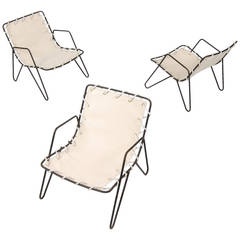 Child's Modernist Iron and Canvas Chairs, 1950s