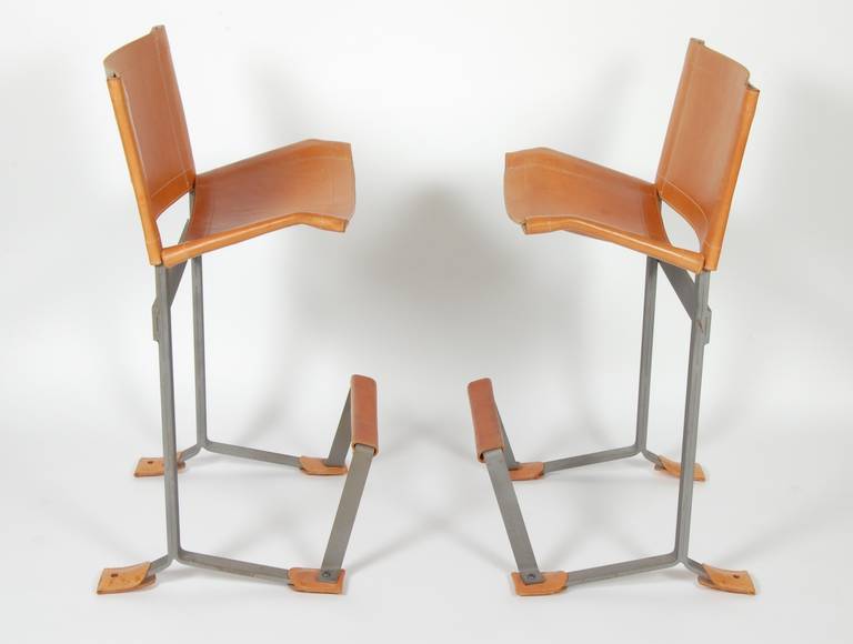 Max Jules Gottschalk (1909-2005) Pair of bar stools, produced in very limited numbers are these Gottschalk bar stools, hand made and constructed with an exceptional level of craft and design, rarely offered and seldom seen in this condition. Nice