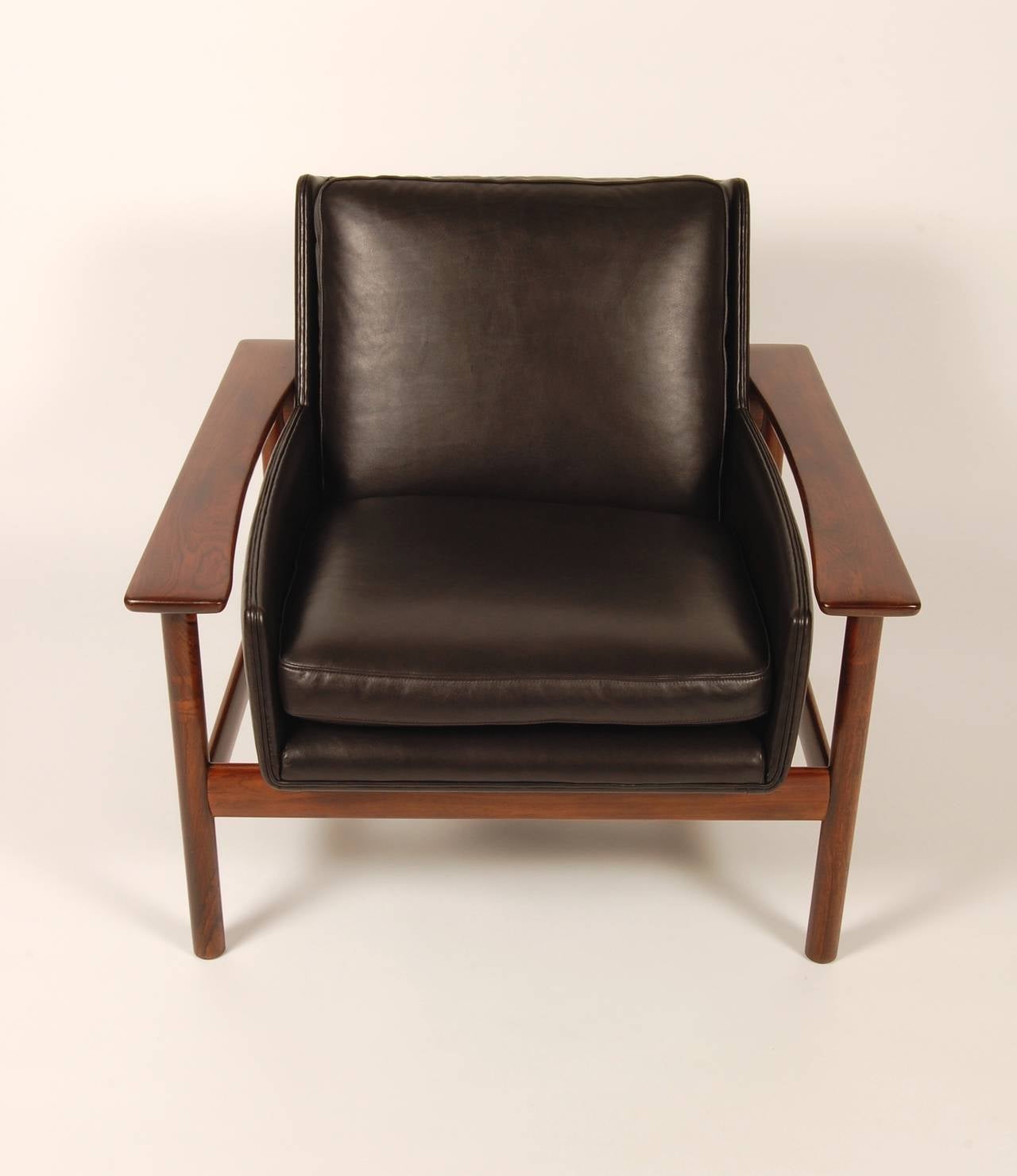 Scandinavian Modern Dokka Rosewood and Leather Lounge Chair Scandinavia Modern