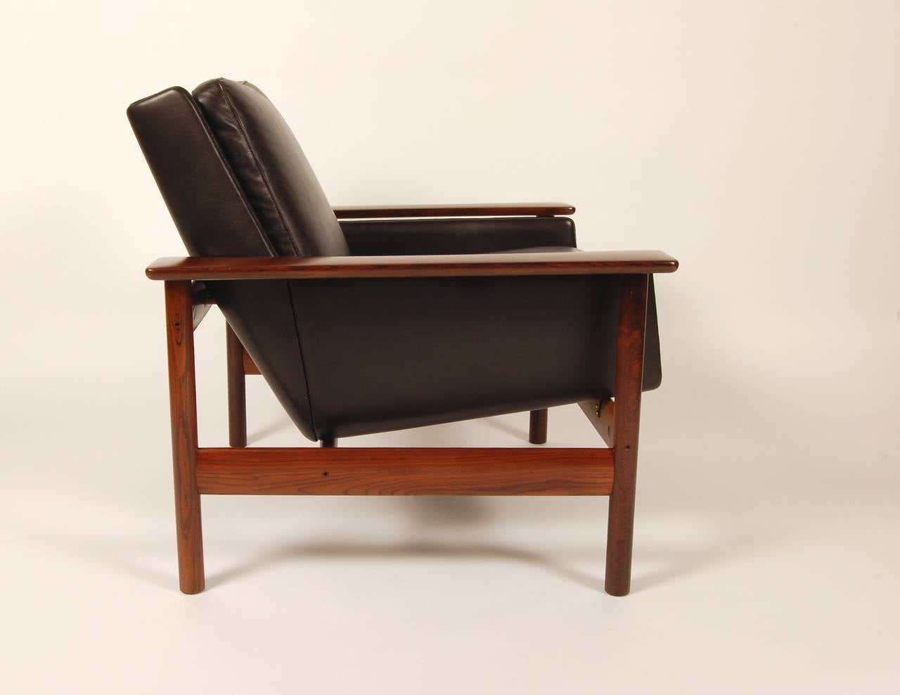 Lacquered Dokka Rosewood and Leather Lounge Chair Scandinavia Modern