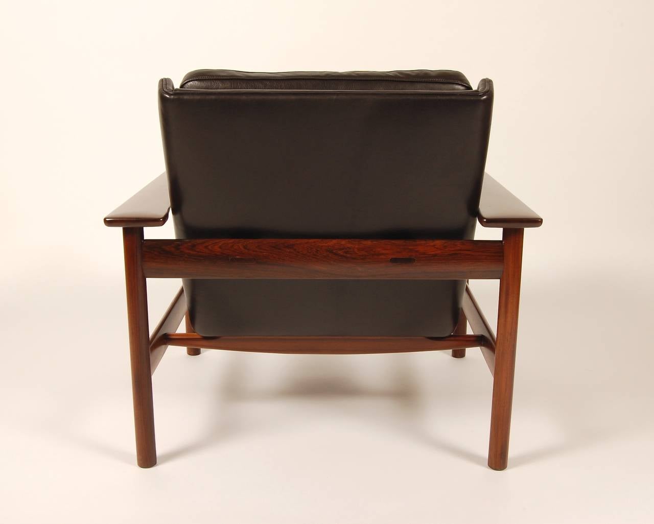 Dokka Rosewood and Leather Lounge Chair Scandinavia Modern 1