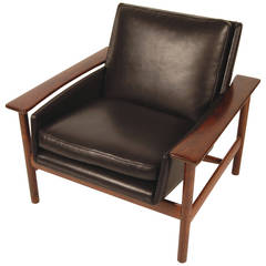 Dokka Rosewood and Leather Lounge Chair Scandinavia Modern