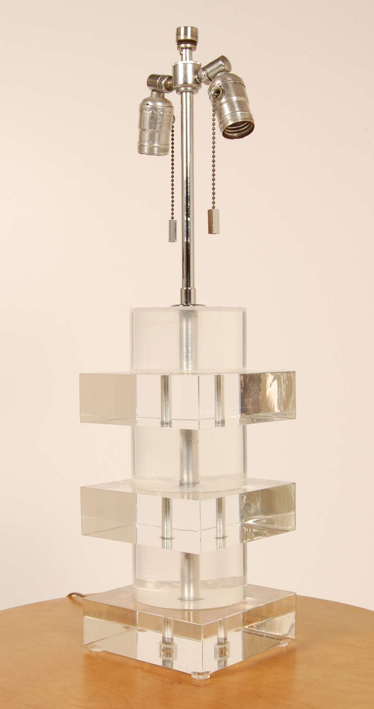 Hollywood Regency Karl Springer Lucite Lamp