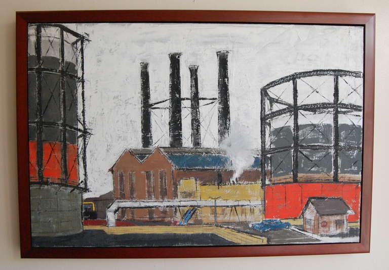 Mid-Century Modern Jerry Opper Industrial Painting