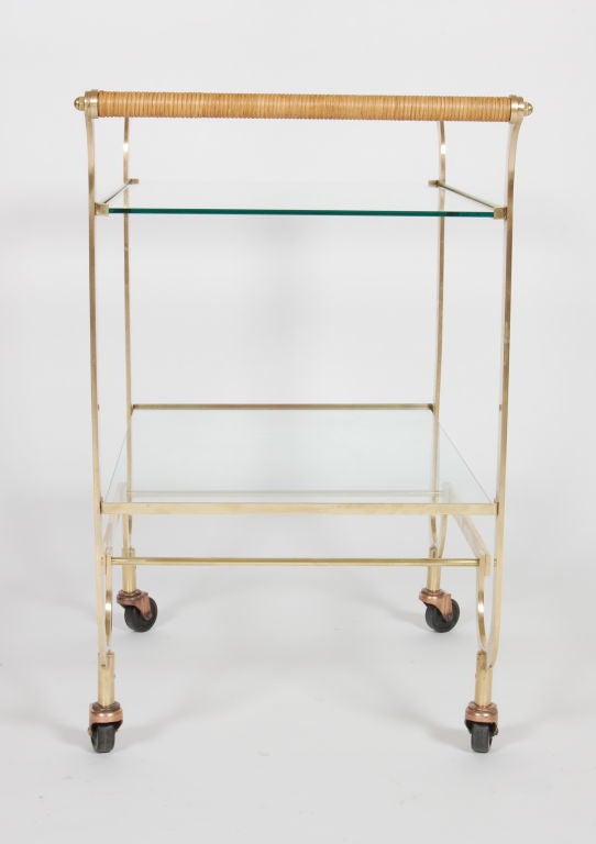 Italian Brass and Cane Bar Cart