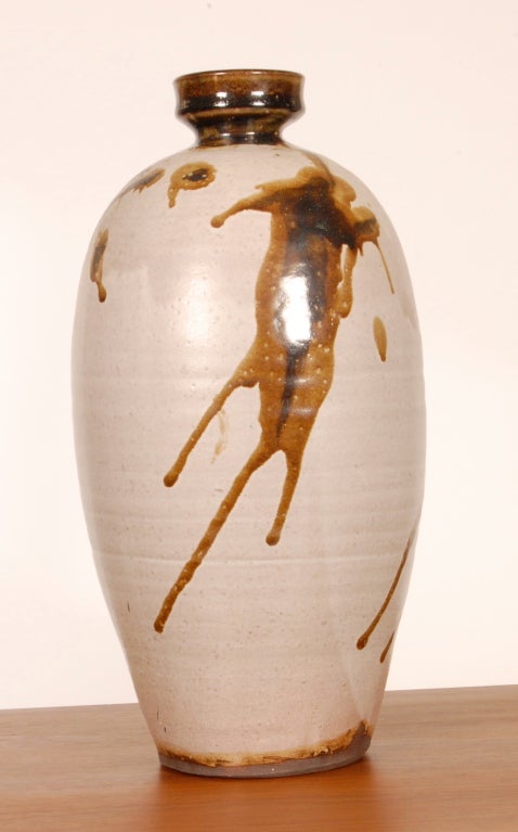A comprehensive collection of various ceramic pieces by Bay Area Potter Paul Volckening, the pieces range in size from 15