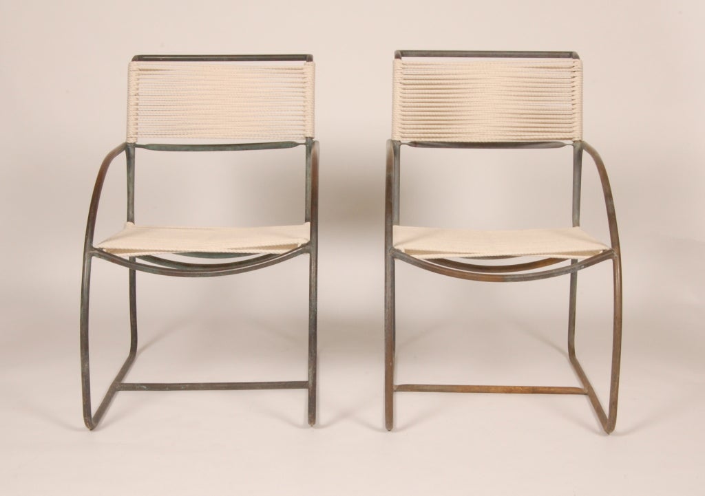 Mid-20th Century Bronze & Cord Kip Stewart Patio Chairs