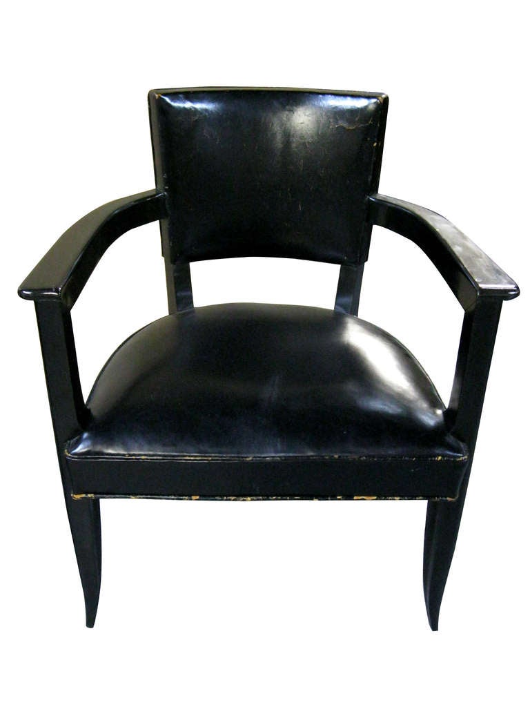 Mid-20th Century Important Black Lacquer Desk And Chairs attr to Dominique, Circa 1935