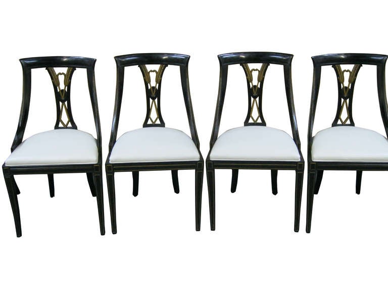Greek Revival Set of Six Art Deco Style Dining Chairs