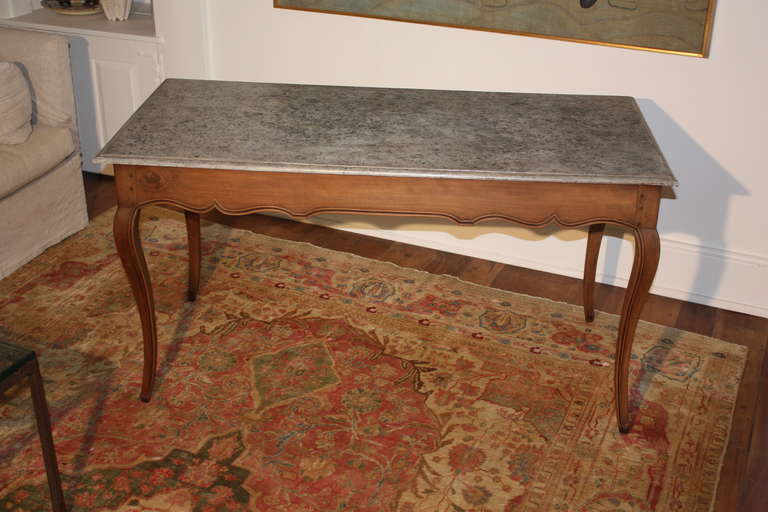 Louis XV Writing Table in Walnut with Faux Marble Top 3