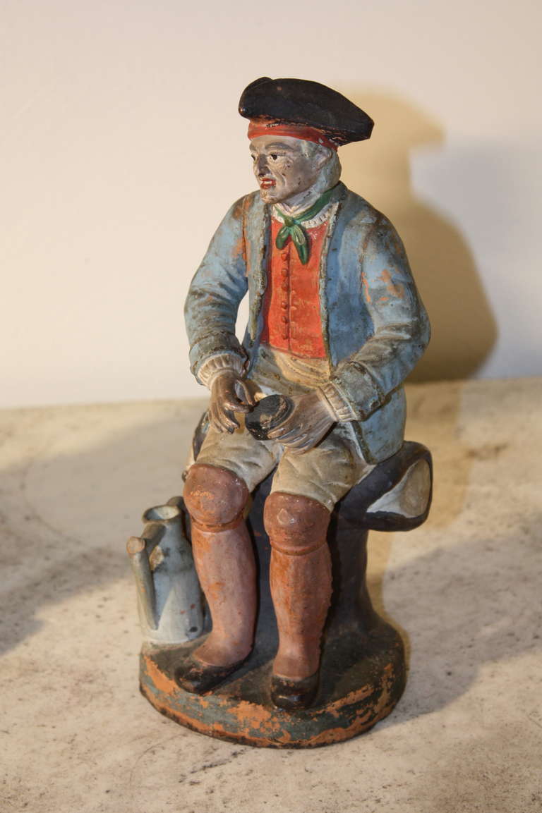 Pair of Early 19th Century French Terra Cotta Figures In Excellent Condition In Doylestown, PA