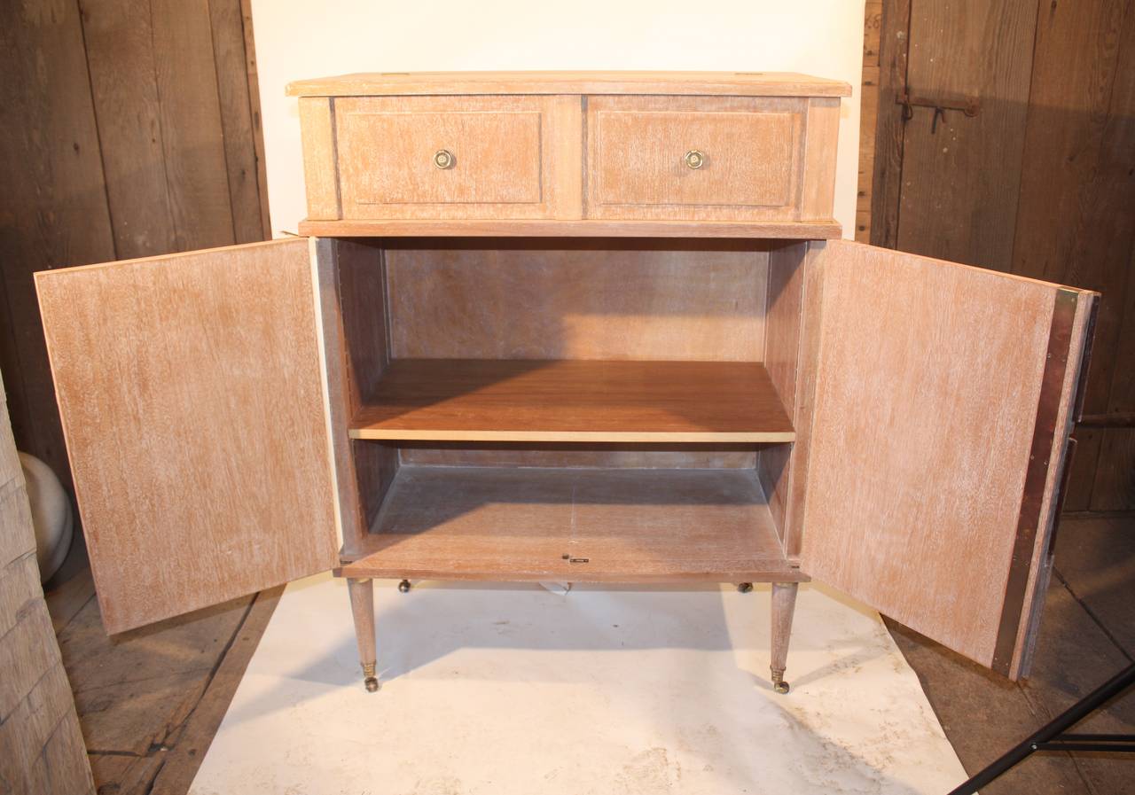 1940s French Cerused Bar Cabinet in the Manner of J.M. Frank 1