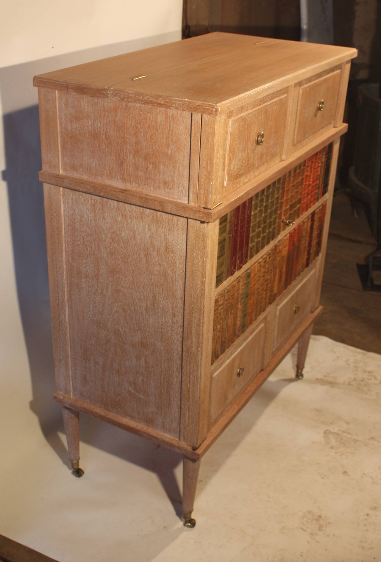 Modern 1940s French Cerused Bar Cabinet in the Manner of J.M. Frank