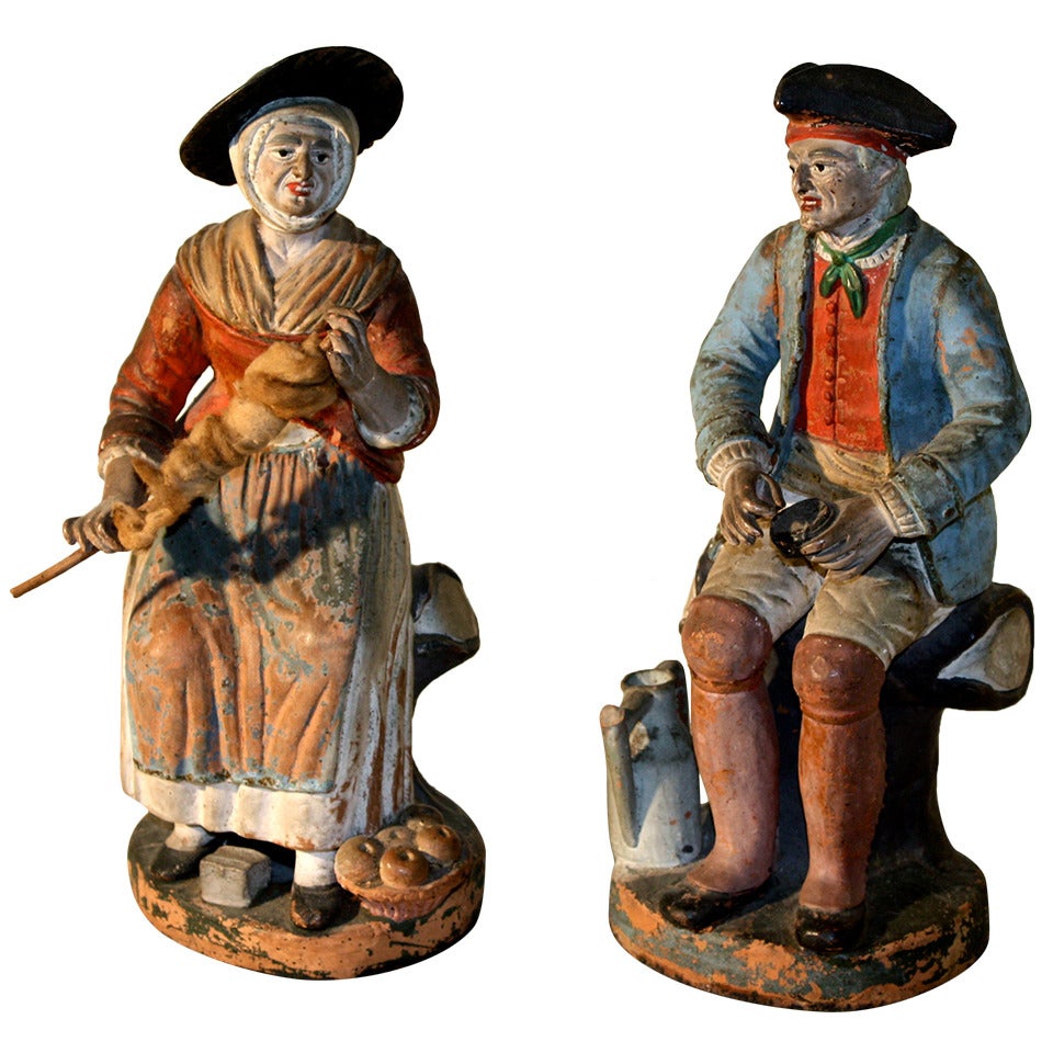Pair of Early 19th Century French Terra Cotta Figures