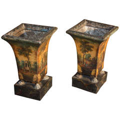Pair of French Empire Period Tole Planters