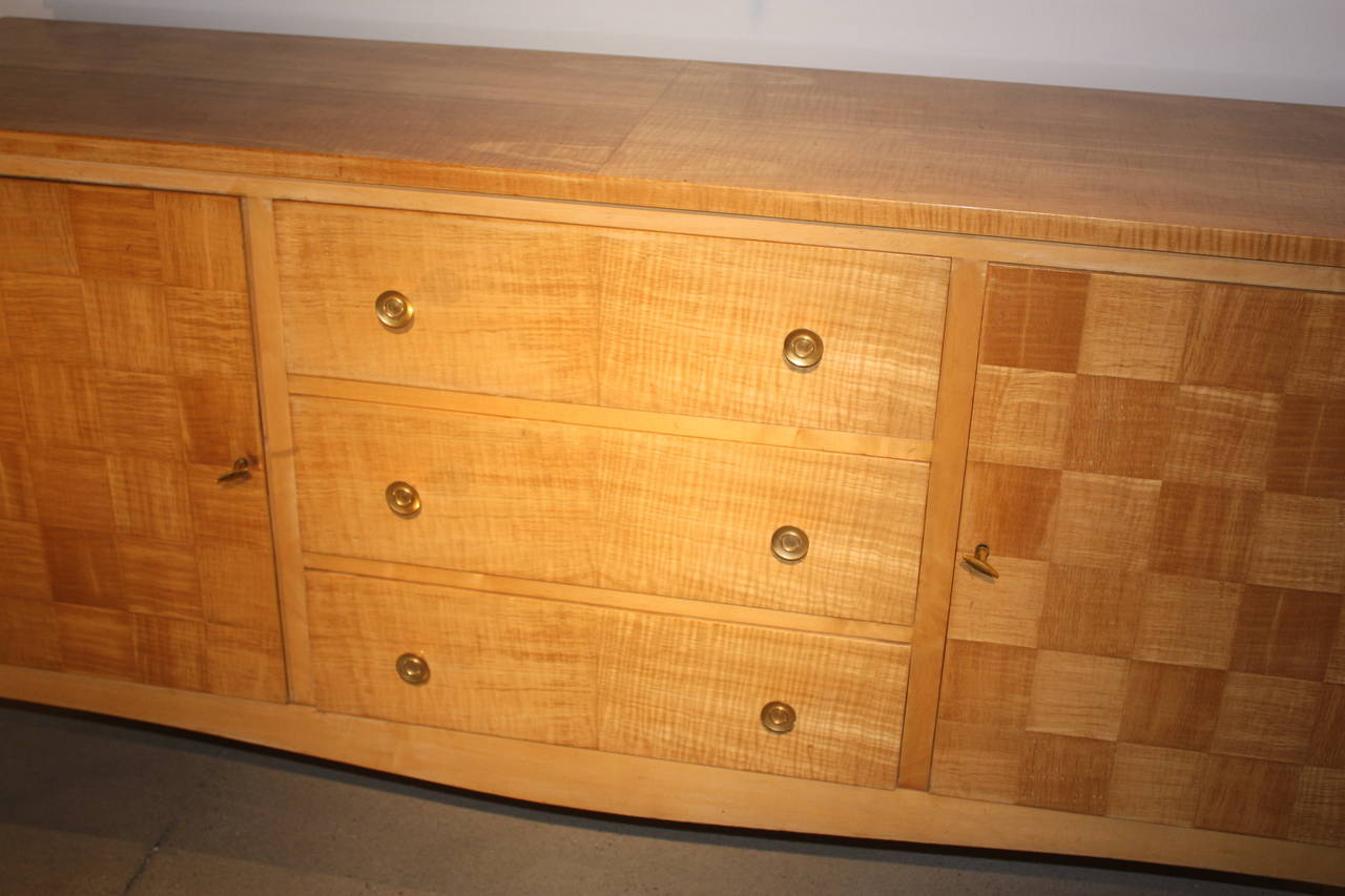 Parquetry Andre Arbus Style Sideboard in Sycamore, circa 1940