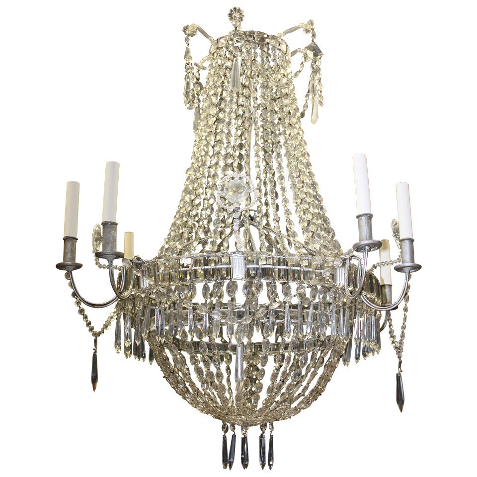 A Large Louis XVI Style Crystal Chandelier, Electrified