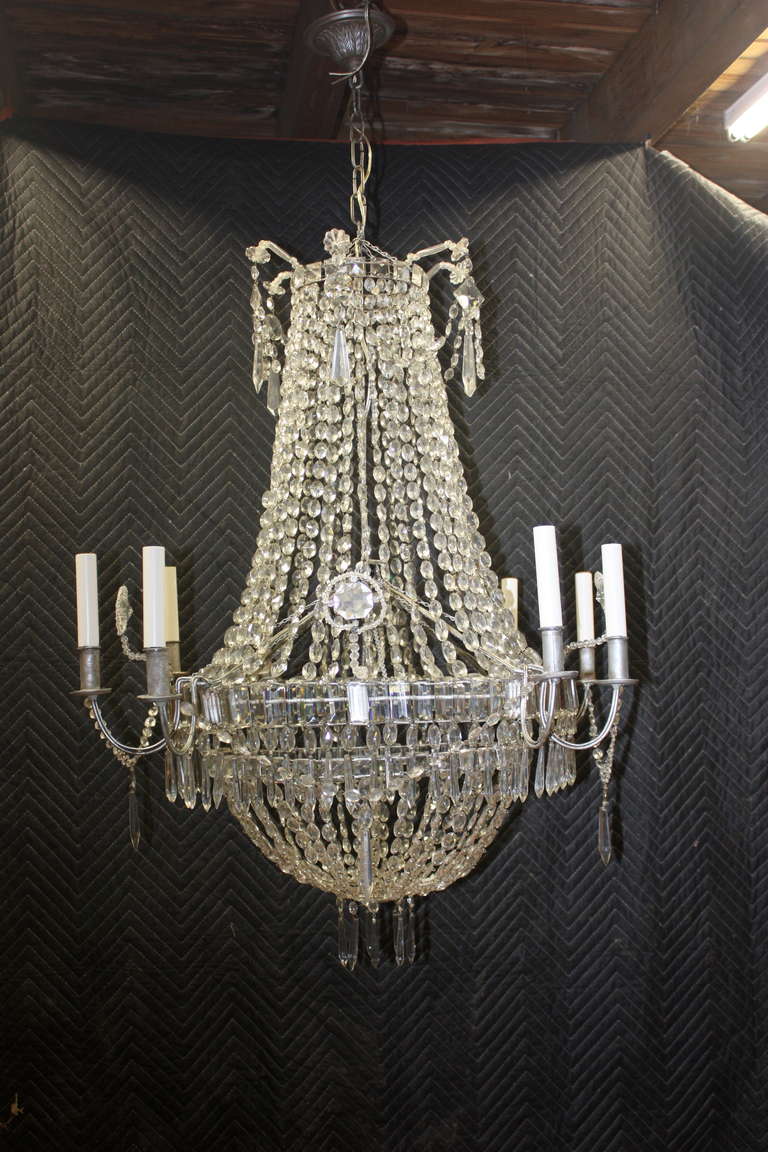 A Large Louis XVI Style Crystal Chandelier, Electrified 1