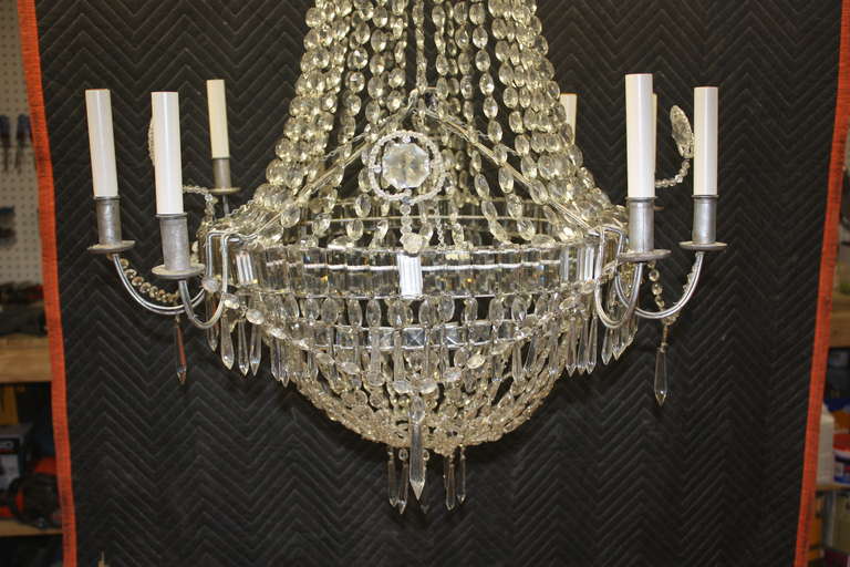 French A Large Louis XVI Style Crystal Chandelier, Electrified