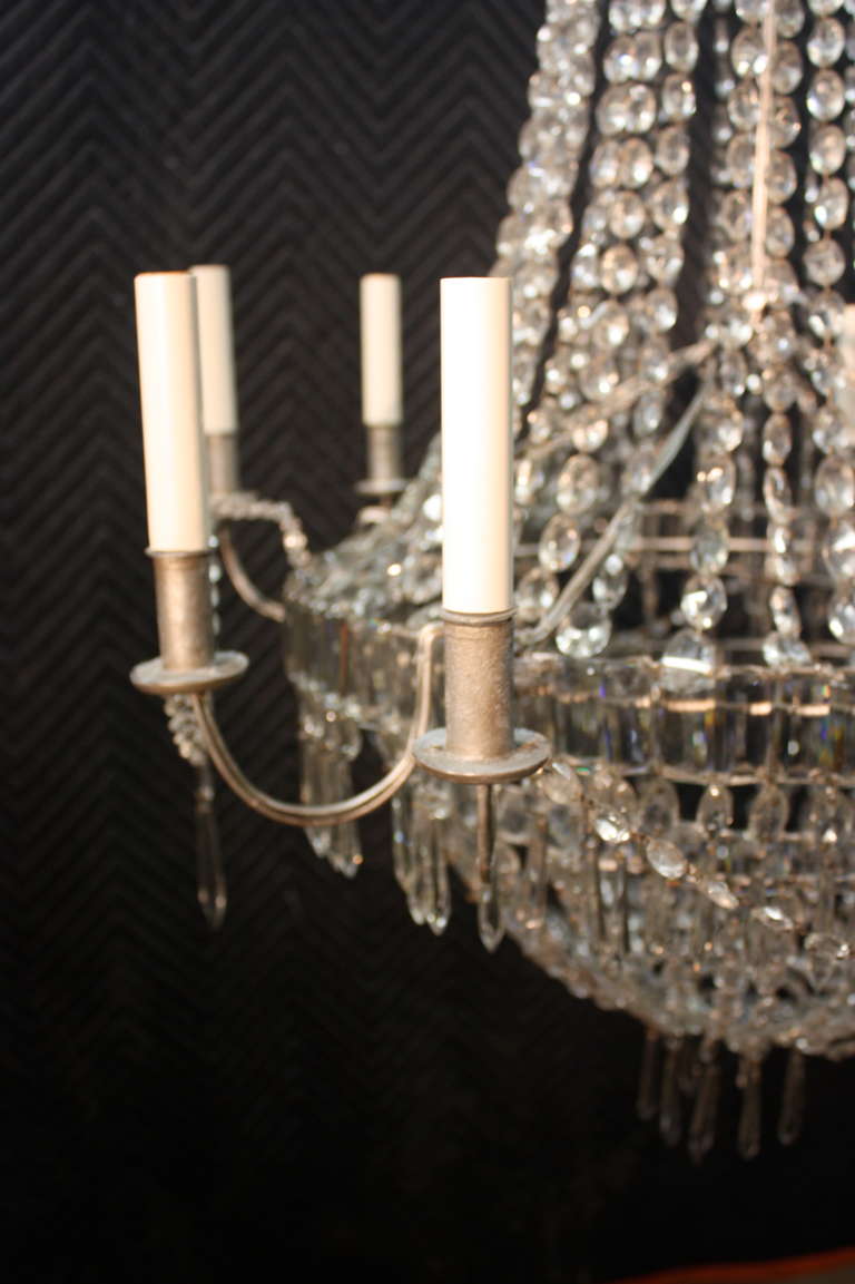 A Large Louis XVI Style Crystal Chandelier, Electrified In Excellent Condition In Doylestown, PA