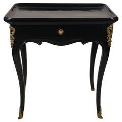 Petite Louis XV Side Table In Black Lacquer