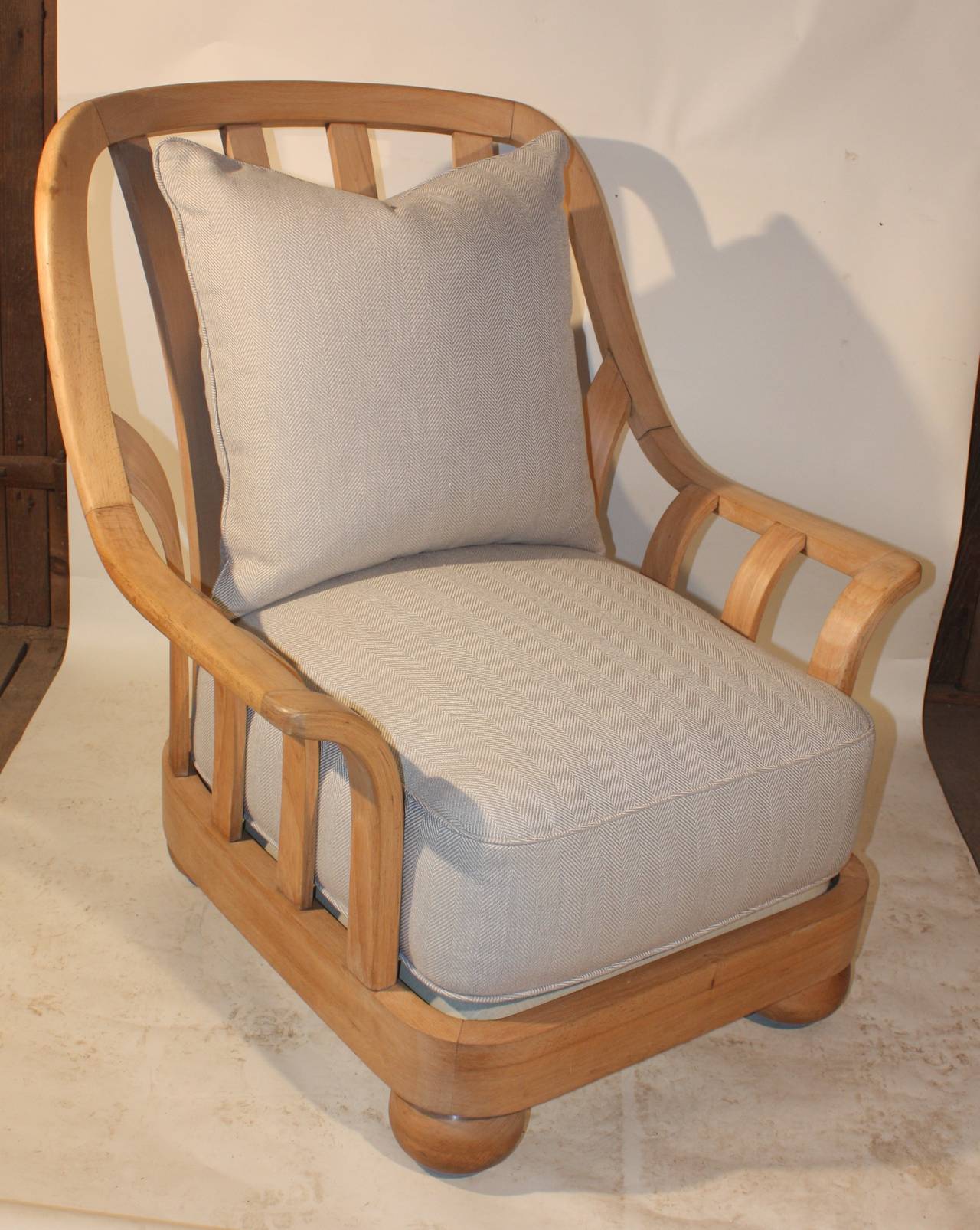 Bleached Overstuffed Italian Lounge Chair, circa 1930