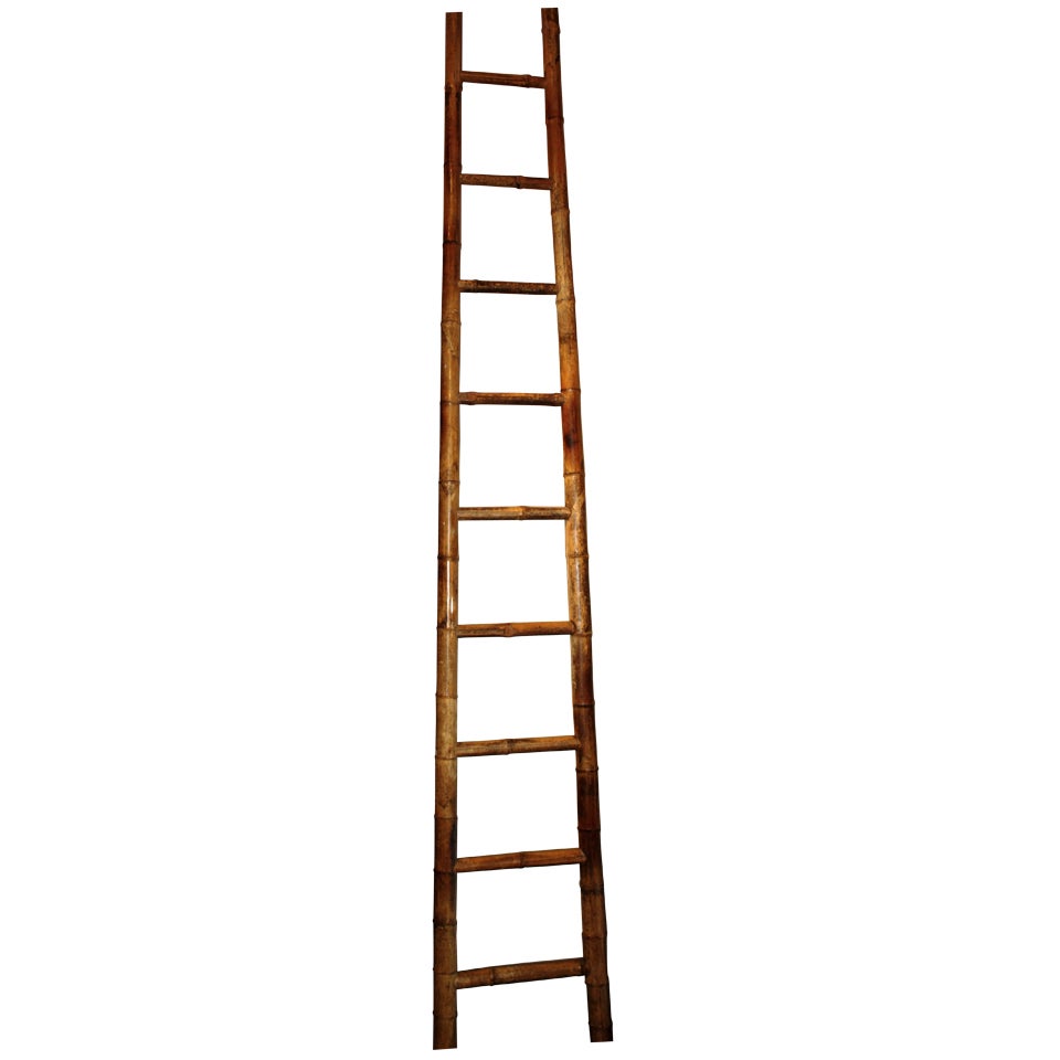 Tall 19th Century Chinese Bamboo Ladder