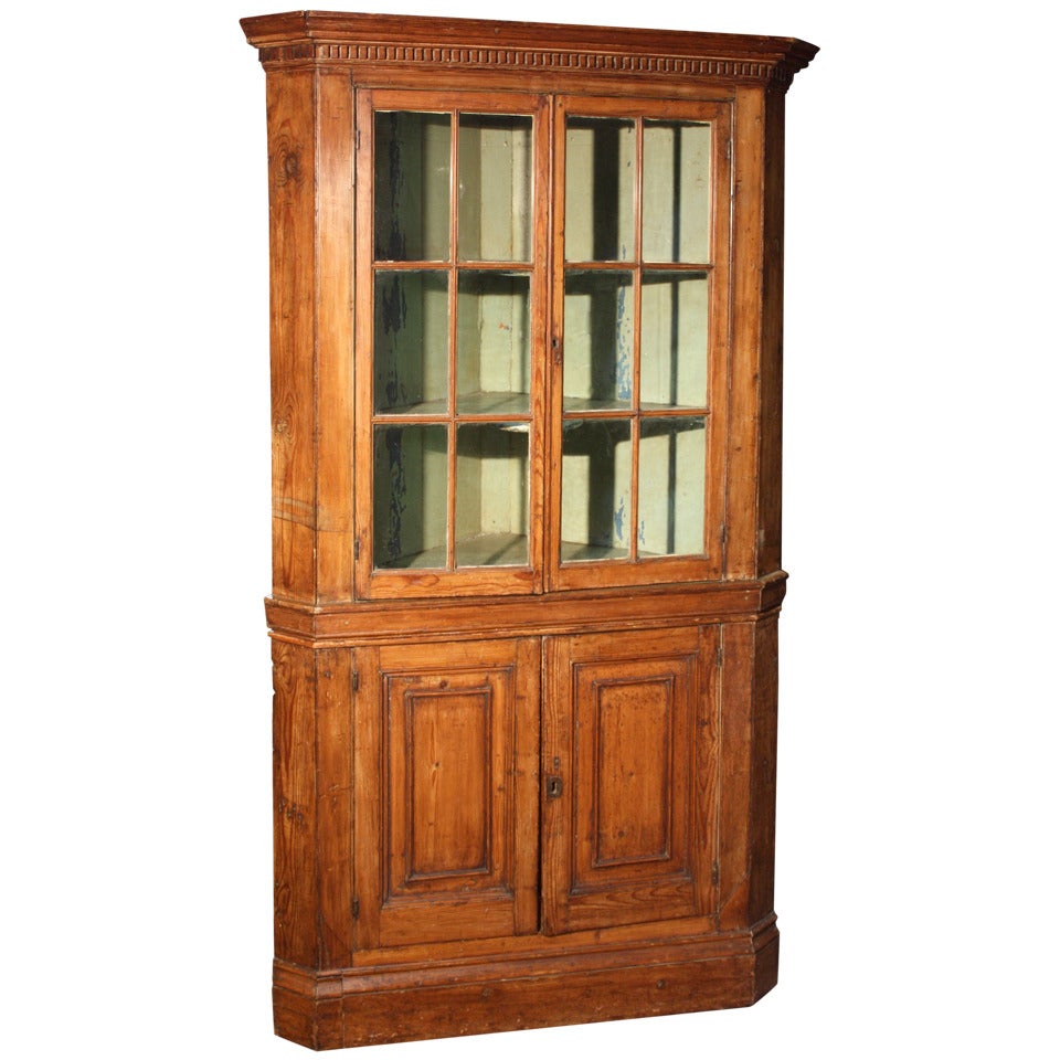 American Pine Corner Cabinet, 18th Century