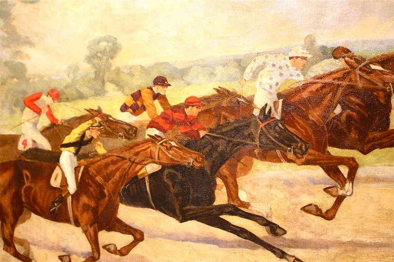 20th Century 1920's American Horse Race Painting