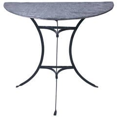 Zinc-Top Demilune Garden Table