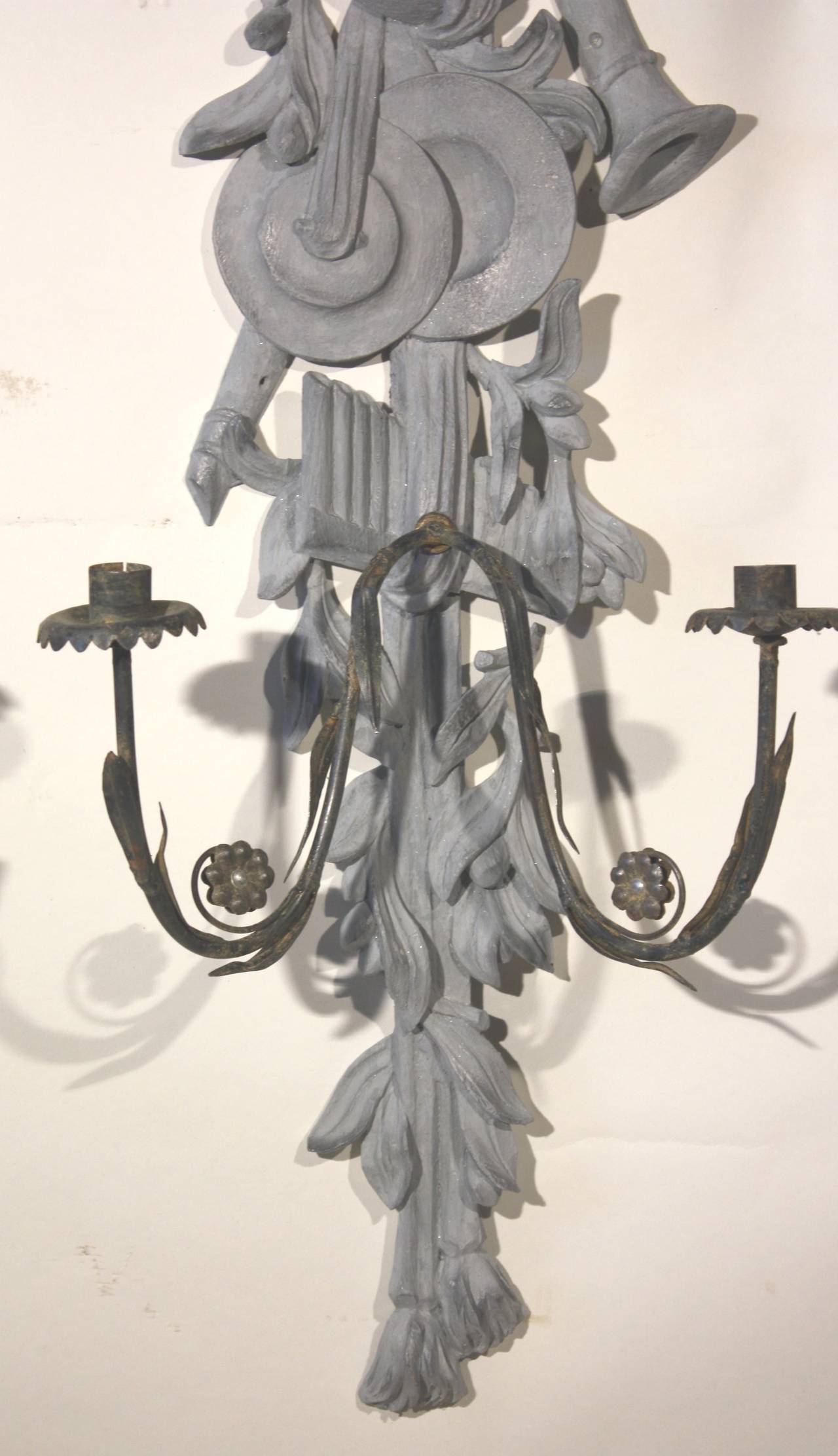 Pair of Louis XVI Style Sconces In Good Condition In Doylestown, PA