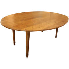 19th Century French Oval Drop-leaf Farm Table