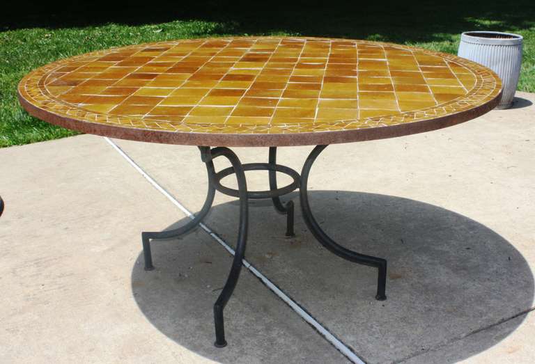 Circular Tile-Top Garden Table