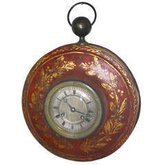 Antique French Empire Tole Wall Clock