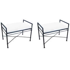 Pair of Tubular Steel Benches