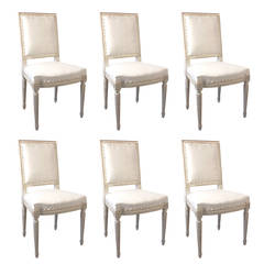 Set of Six Louis XVI Style Dining Chairs, 1940s Set of Six Louis XVI Style Dining Chairs, 1940s