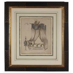 French Directoire Period Framed Print of a Bed Treatment