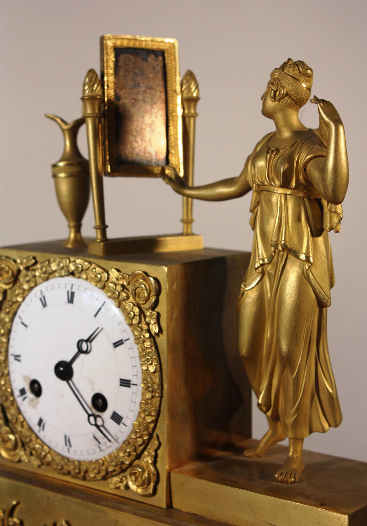 Bronze French Empire Figural Mantel Clock