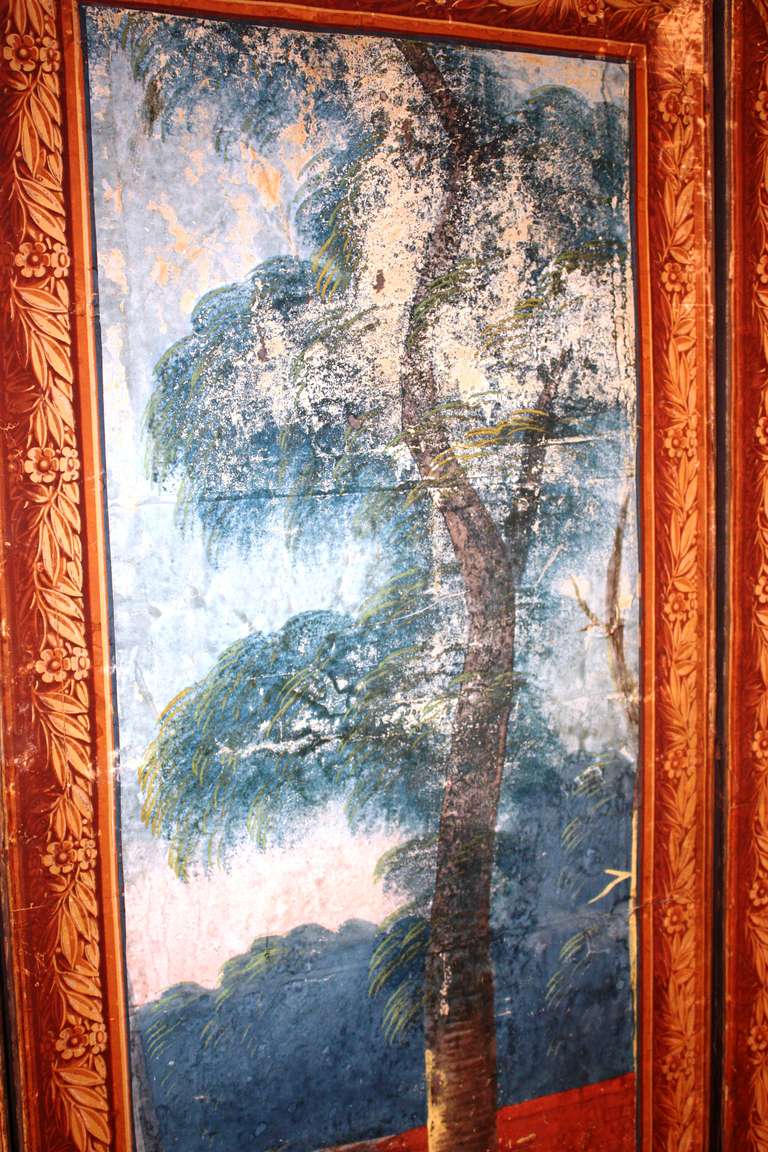 Fabric French 18th Century Four Panel Screen