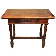 Antique 18th Century Rustic Continental Side Table In Walnut
