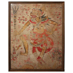 Antique Rare Balinese Painting On Silk