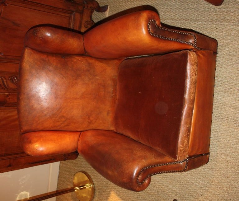 Mid-20th Century Nice Pair Of Art-Deco Leather Club Chairs