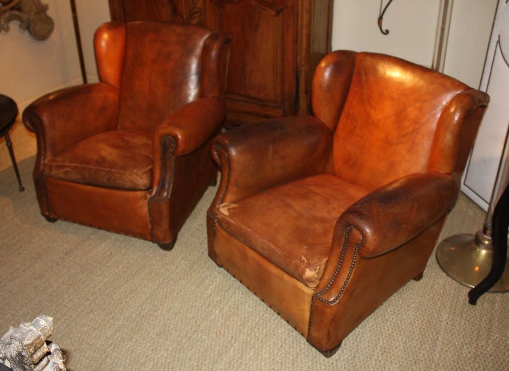 Nice Pair Of Art-Deco Leather Club Chairs 1